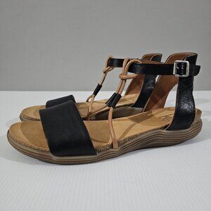 Miz Mooz Medina Ankle Strap Sandal Womens EU 41 Black Leather Travel Comfort